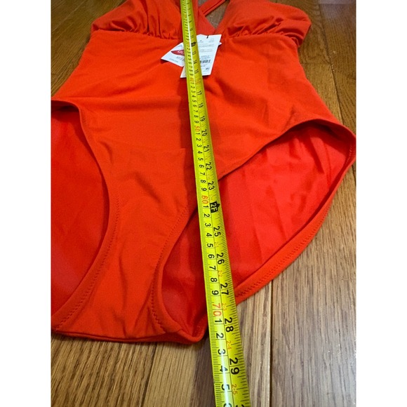 New Calia Cutout Halter One Piece Swimsuit Fresh Red Lycra Sport Size 10 $88 - Picture 8 of 12